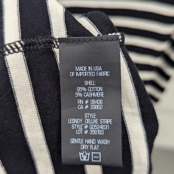 Theory | Lesnoy Stripe Cotton Cashmere Black White Dress Large Stretchy - Picture 10 of 11